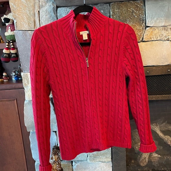Red Cable-knit Cotton Sweaterer - Picture 1 of 4